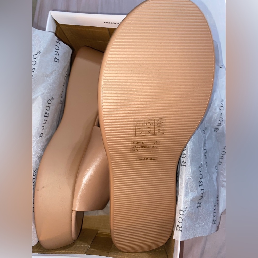 Brand New Bamboo Slides Sandals Nude Agave Tan - Picture 4 of 5